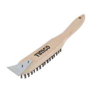 TIMCO 4 Rows Scratch Brush with Scraper - Stainless Steel (5055893329474) Unit 1 Each 4SSBHD