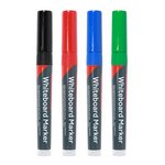 TIMCO Fine Tip Four Pack Whiteboard Markers - Fine Tip - Mixed Colours (5056110856223) Box 4 Pieces 736555