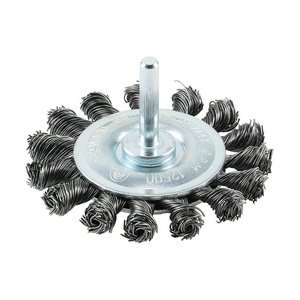 TIMCO 75mm Drill Wheel Brush - Twisted Knot Steel Wire (5055893328293) Blister Pack 1 Each 75SWT