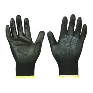 TIMCO Medium Durable Grip Gloves - PU Coated Polyester (5056110819327) Backing Card 1 Pairs 770249