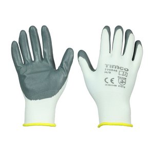 TIMCO Medium Secure Grip Gloves - Smooth Nitrile Foam Coated Polyester (5056110819358) Backing Card 1 Pairs 770846