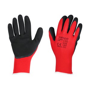 TIMCO Large Toughlight Grip Gloves - Sandy Latex Coated Polyester (5056110819242) Backing Card 1 Pairs 770847