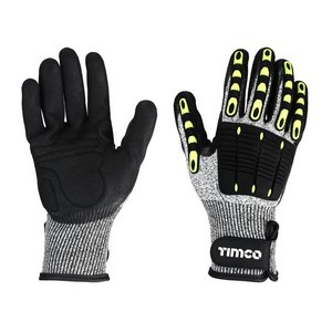 TIMCO Medium Impact Cut Glove - Sandy Nitrile Coated HPPE Fibre and Glass Fibre Gloves with TPR Pads (5056110885209) Backing Card 1 Pairs 770945