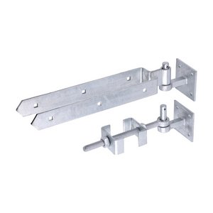 TIMCO 450mm Adjustable Hinge Set With Hook On Plate - Hot Dipped Galvanised (5055893361177) Plain Bag 1 Each AFHP450G