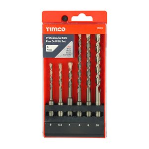 TIMCO 6pcs Professional SDS Plus Drill Bit Set (5056110876788) Case 6 Pieces AP6DS