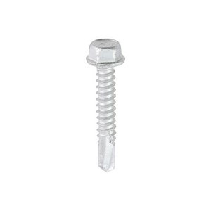 TIMCO 5.5 x 32 32mm Metal Construction Light Section Screws - Hex - Self-Drilling - Bi-Metal - Exterior - Silver Organic (5055893352069) Box 100 Pieces BML32