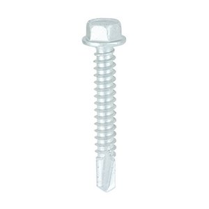 TIMCO 5.5 x 38 38mm Metal Construction Light Section Screws - Hex - Self-Drilling - Bi-Metal - Exterior - Silver Organic (5055893352076) Box 100 Pieces BML38