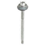 TIMCO 5.5/6.3 x 100 100mm Metal Construction Composite Panel Screws - Hex - EPDM Washer - Self-Drilling - Bi-Metal - Exterior - Silver Organic (5055893368879) Box 100 Pieces BMLH100W16