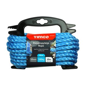 TIMCO 10mm x 10m Polypropylene Rope - Blue - Winder (5055893359570) Unit 1 Each BR1010W