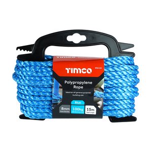 TIMCO 8mm x 15m Polypropylene Rope - Blue - Winder (5055893359563) Unit 1 Each BR815W