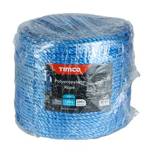 TIMCO 8mm x 220m Polypropylene Rope - Blue - Long Coil (5055893359631) Unit 1 Each BR8220C