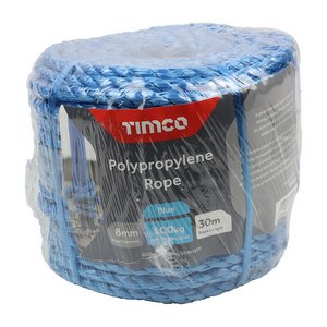TIMCO 8mm x 30m Polypropylene Rope - Blue - Coil (5055893359594) Unit 1 Each BR830C