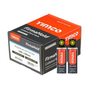 TIMCO 16g x 38/2BFC FirmaHold Collated Brad Nails & Fuel Cells - 16 Gauge - Straight - A2 Stainless Steel (5055331814272) Box 2000 Pieces BSS1638G
