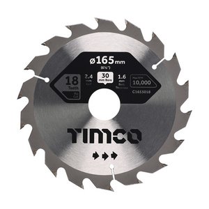 TIMCO 165 x 30 x 18T Circular Saw Blade - Combination - Medium (5055893302422) Clamshell 1 Each C1653018