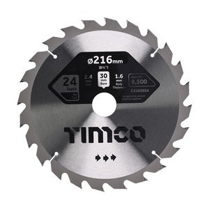 TIMCO 216 x 30 x 24T Circular Saw Blade - General Purpose - Coarse/Medium (5055893302514) Clamshell 1 Each C2163024