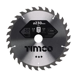 TIMCO 230 x 30 x 30T Circular Saw Blade - General Purpose - Coarse/Medium (5055893302552) Clamshell 1 Each C2303030