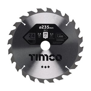 TIMCO 235 x 30 x 24T Circular Saw Blade - General Purpose - Coarse/Medium (5055893302576) Clamshell 1 Each C2353024
