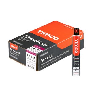 TIMCO 2.8 x 63/1CFC FirmaHold Collated Clipped Head Nails & Fuel Cells - Retail Pack - Ring Shank - FirmaGalv (5055017595990) Box 1100 Pieces CFGR63G