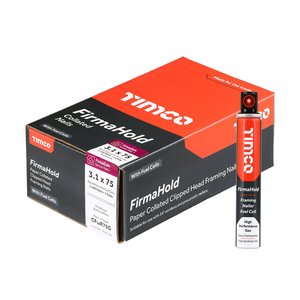 TIMCO 3.1 x 75/1CFC FirmaHold Collated Clipped Head Nails & Fuel Cells - Retail Pack - Ring Shank - FirmaGalv (5055017596003) Box 1100 Pieces CFGR75G