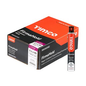 TIMCO 3.1 x 90/1CFC 90mm FirmaHold Collated Clipped Head Nails & Fuel Cells - Retail Pack - Plain Shank - FirmaGalv (5055017596010) Box 1100 Pieces CFGR90G