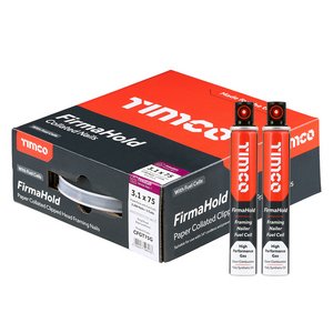 TIMCO 3.1 x 75/2CFC FirmaHold Collated Clipped Head Nails & Fuel Cells - Trade Pack - Ring Shank - FirmaGalv (5055017596133) Box 2200 Pieces CFGT75G