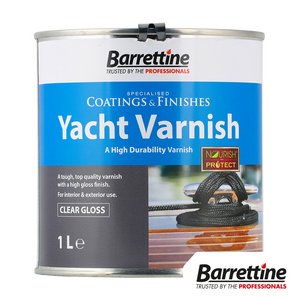 Barrettine 1L 115mm Yacht Varnish - Clear Gloss (5015861004826) Tin 1 Each CGYV001