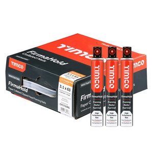 TIMCO 3.1 x 63/3CFC FirmaHold Collated Clipped Head Nails & Fuel Cells - Trade Pack - Ring Shank - FirmaGalv + (5055331860576) Box 3300 Pieces CPLT63RG