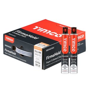 TIMCO 3.1 x 90/2CFC 90mm FirmaHold Collated Clipped Head Nails & Fuel Cells - Trade Pack - Plain Shank - FirmaGalv + (5055331860590) Box 2200 Pieces CPLT90G