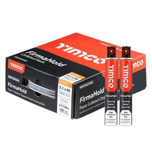 TIMCO 3.1 x 90/2CFC 90mm FirmaHold Collated Clipped Head Nails & Fuel Cells - Trade Pack - Part Ring Shank - FirmaGalv + (5055331860606) Box 2200 Pieces CPLT90PG