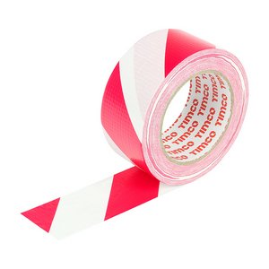 TIMCO 33m x 50mm 33000m Hazard Warning Cloth Tape - Red and White (5056110867854) Roll 1 Each CTHAZRW