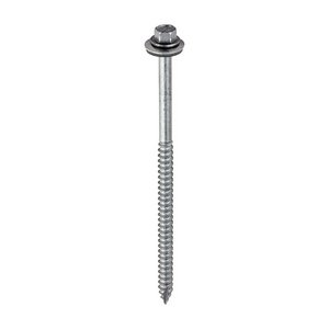 TIMCO 6.3 x 125 125mm Metal Construction Thin Sheet Metal to Timber Screws - Hex - EPDM Washer - Slash Point - Exterior - Silver Organic (5056110833842) Box 100 Pieces DS125W16B