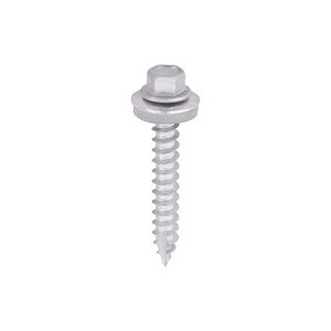 TIMCO 6.3 x 45 45mm Metal Construction Thin Sheet Metal to Timber Screws - Hex - EPDM Washer - Slash Point - Exterior - Silver Organic (5055331815224) Box 100 Pieces DS45W16B