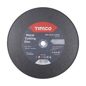 TIMCO 300 x 20.0 x 3.2 Bonded Abrasive Disc - For Cutting (5055017580361) Box 25 Pieces FCM30020