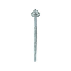 TIMCO 5.5 x 100 100mm Metal Construction Heavy Section Screws - Hex - EPDM Washer - Self-Drilling - Exterior - Silver Organic (5055331815071) Box 100 Pieces H100W16B