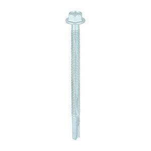 TIMCO 5.5 x 80 80mm Metal Construction Heavy Section Screws - Hex - Self-Drilling - Exterior - Silver Organic (5056110833828) Box 100 Pieces H80B