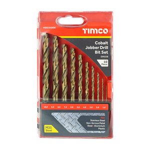TIMCO 10pcs Cobalt Jobber Drill Bit Set (5056110876757) Case 10 Pieces HSSCO10DS
