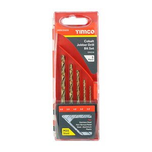 TIMCO 5pcs Cobalt Jobber Drill Bit Set (5056110876740) Case 5 Pieces HSSCO5DS