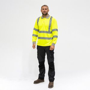 TIMCO XXX Large Hi-Visibility Polo Shirt - Long Sleeve - Yellow (5056110845685) Bag 1 Each HVLSP3XL