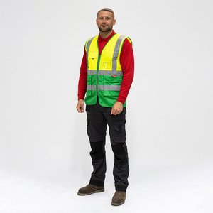 TIMCO XXX Large Hi-Visibility Executive Vest - Yellow & Green (5056110845548) Bag 1 Each HVVYG3XL