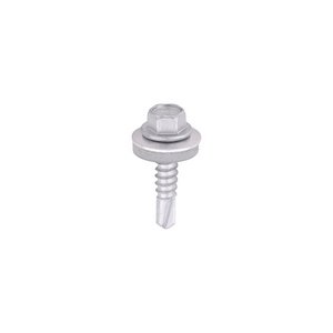 TIMCO 5.5 x 25 25mm Metal Construction Light Section Screws - Hex - EPDM Washer - Self-Drilling - Exterior - Silver Organic (5055017532377) Box 100 Pieces L25W16B