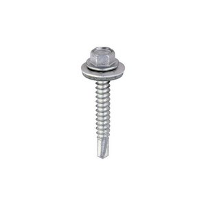TIMCO 5.5 x 38 38mm Metal Construction Light Section Screws - Hex - EPDM Washer - Self-Drilling - Exterior - Silver Organic (5055017532391) Box 100 Pieces L38W16B