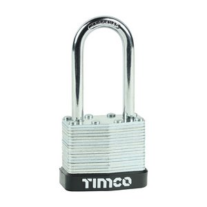 TIMCO 40mm Laminated Padlock Long Shackle (5055893301104) Blister Pack 1 Each LSP40L