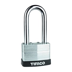TIMCO 50mm Laminated Padlock Long Shackle (5055893301111) Blister Pack 1 Each LSP50L