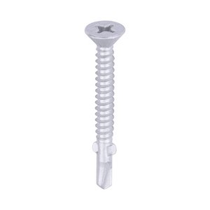 TIMCO 5.5 x 50 50mm Metal Construction Timber to Light Section Screws - Countersunk - Wing-Tip - Self-Drilling - Exterior - Silver Organic (5055893316825) Box 200 Pieces LW50S