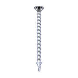TIMCO 5.5 x 85 85mm Metal Construction Timber to Light Section Screws - Countersunk - Wing-Tip - Self-Drilling - Exterior - Silver Organic (5055893316849) Box 100 Pieces LW85S