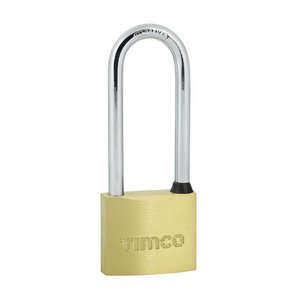 TIMCO 40mm Brass Padlock Long Shackle (5055893301012) Blister Pack 1 Each P40L
