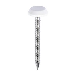 TIMCO 40mm Polymer Headed Nails - A4 Stainless Steel - White (5055331816535) Box 100 Pieces PN40W