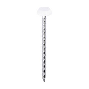 TIMCO 65mm Polymer Headed Nails - A4 Stainless Steel - White (5055331816580) Box 100 Pieces PN65W