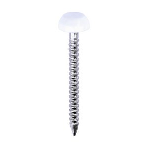TIMCO 25mm Polymer Headed Pins - A4 Stainless Steel - White (5055331816313) Box 250 Pieces PP25W