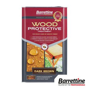Barrettine 5L 179mm Wood Protective Treatment - Dark Brown (5015861003416) Tin 1 Each PTDB005